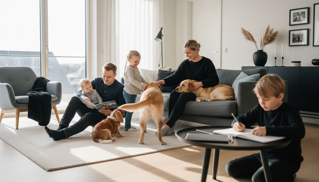 familie hunderacer stue