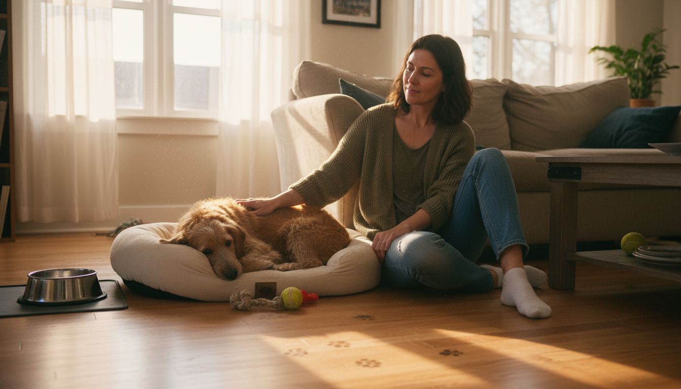Dog relaxing on bed in living room
