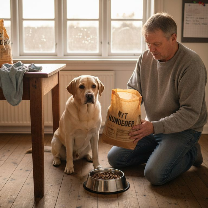 Hundeejer prøver ny type foder til sin hund