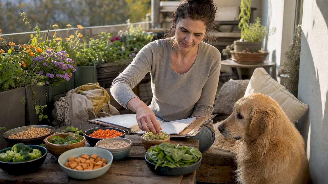 Kvinde laver sunde måltider til sin hund