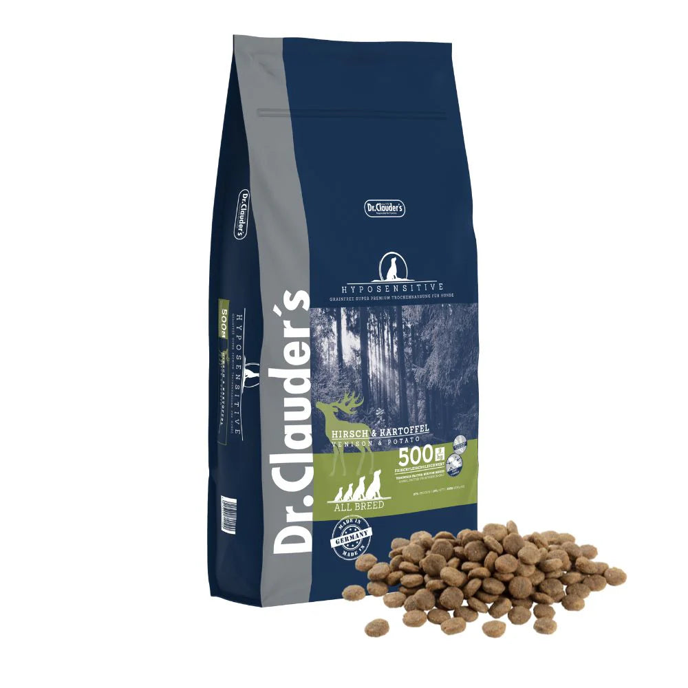 11,5kg Hjort & Kartofler | Kornfrit Hypoallergenic Hundefoder | Dr.Clauder's Tørfoder