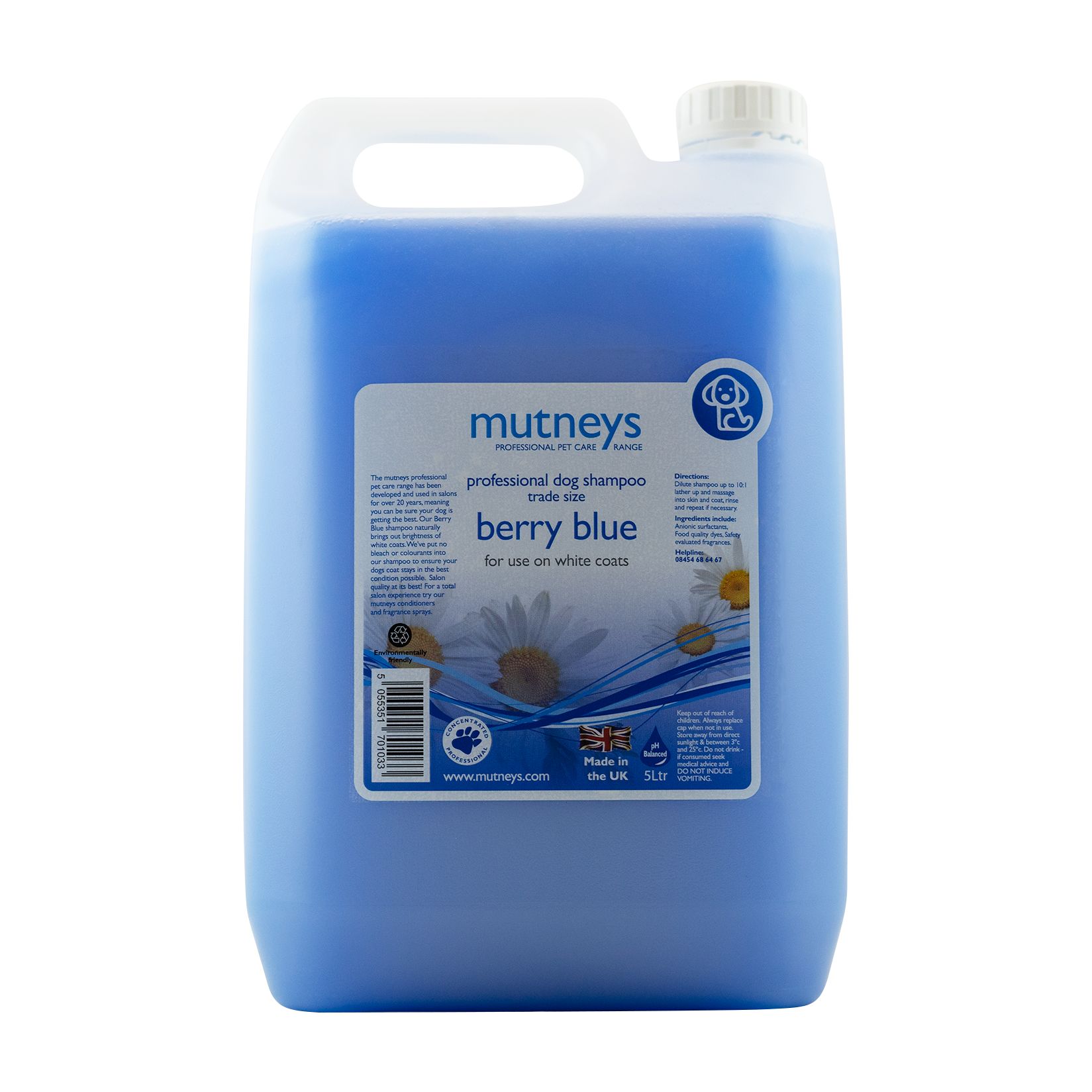 Mutneys Berry Blue Hundeshampoo velegnet til hvide og plettede hunde