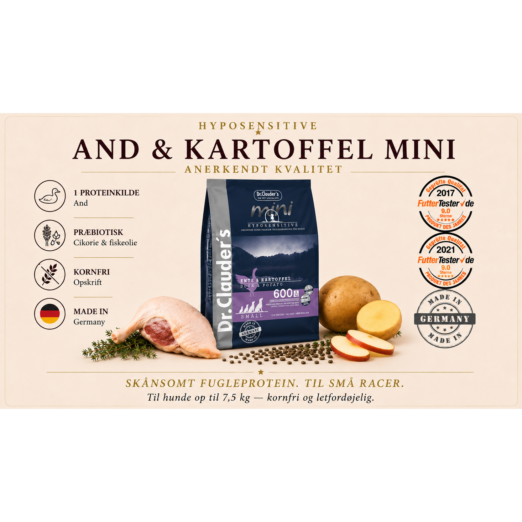 2kg Mini And & Kartofler | Kornfrit Hypoallergenic