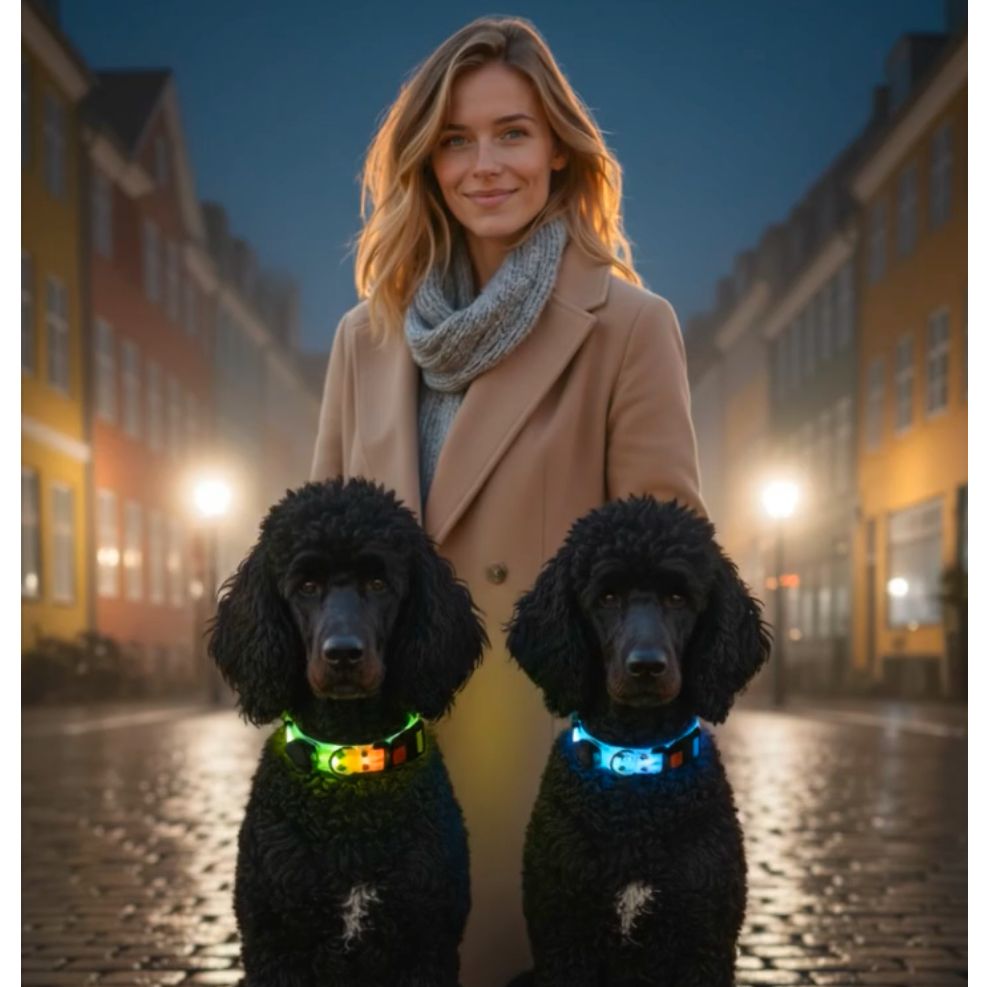 LED Hundehalsbånd med Lys | Blå | Genopladelig