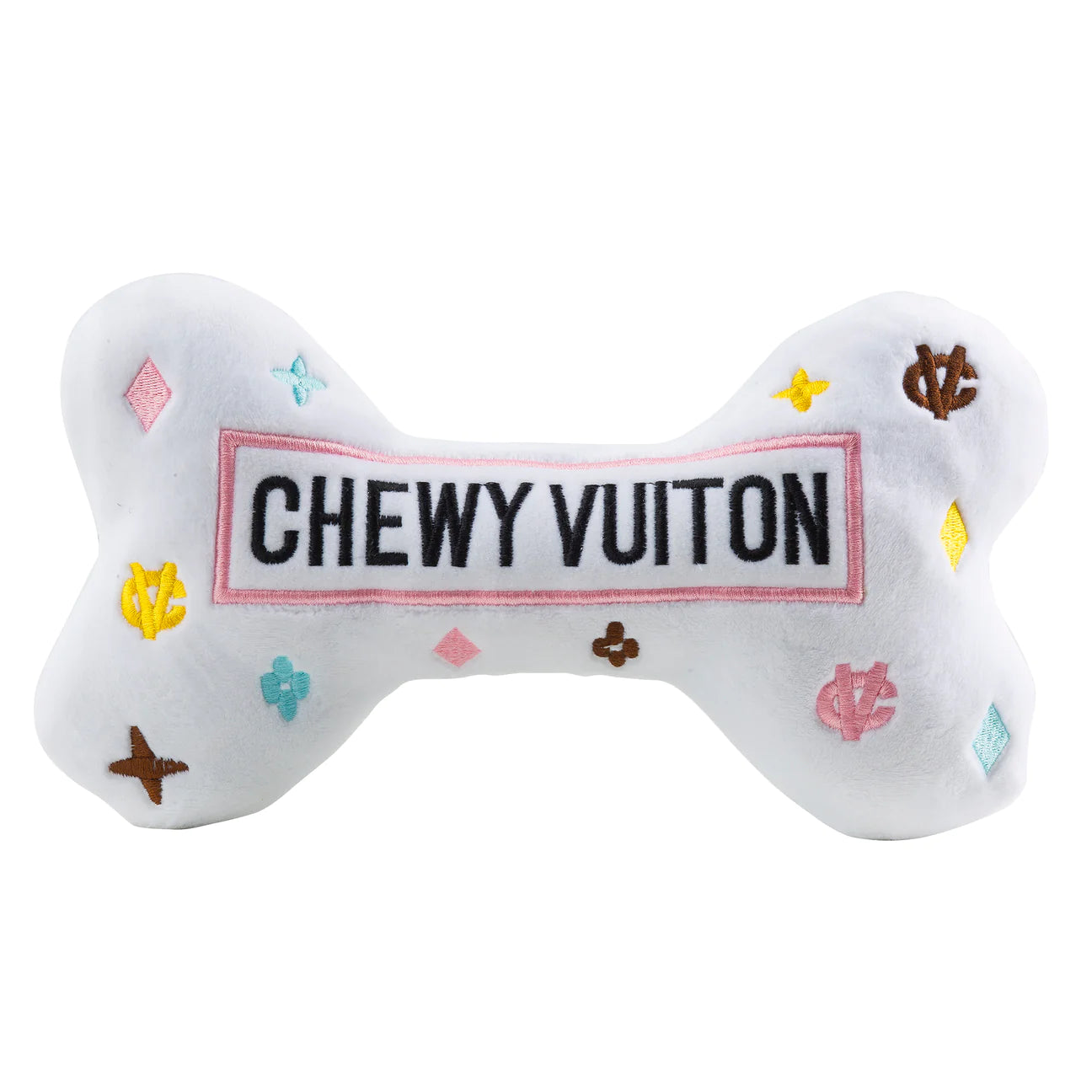 Chewy Vuiton Hvid  Bone Med Squeaker hundelegetøj