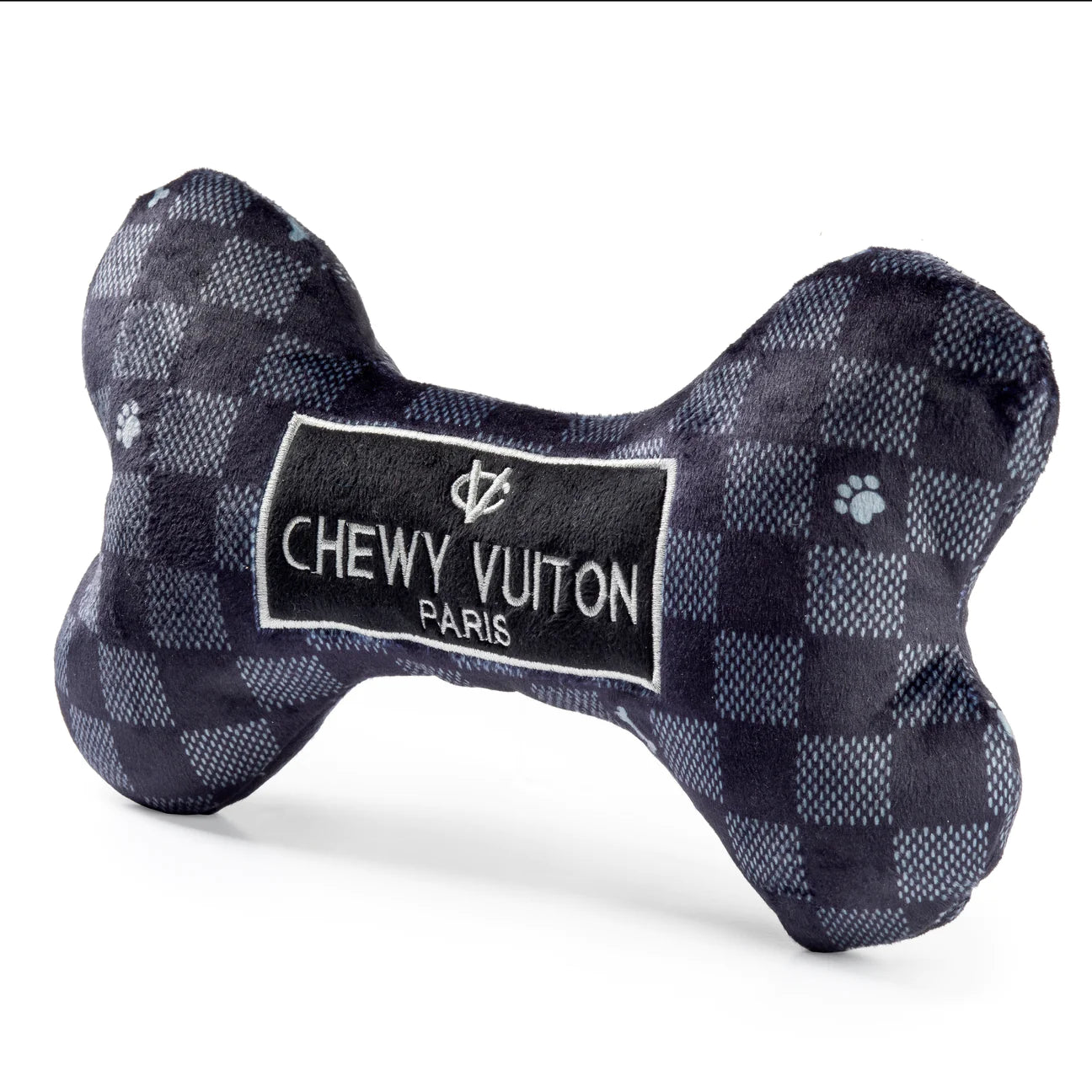 Chewy Vuiton Sort Bone Med Squeaker hundelegetøj